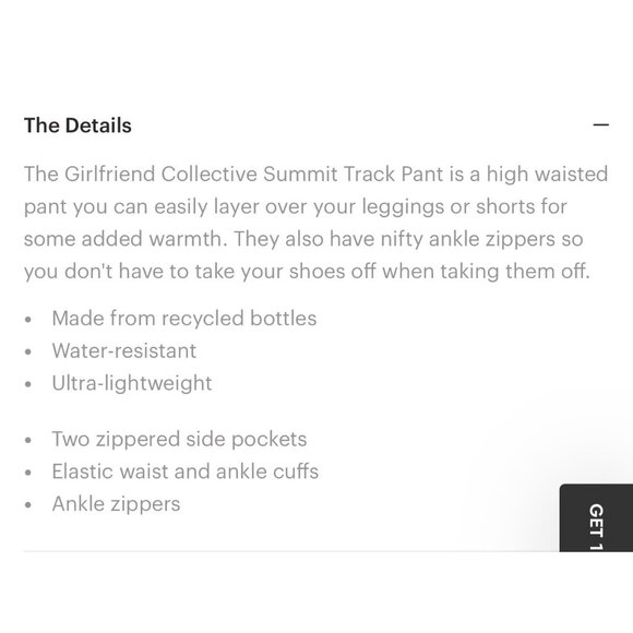 Girlfriend Collective Summit Track Pant XXL lightweight Black zip pockets new - Picture 16 of 16